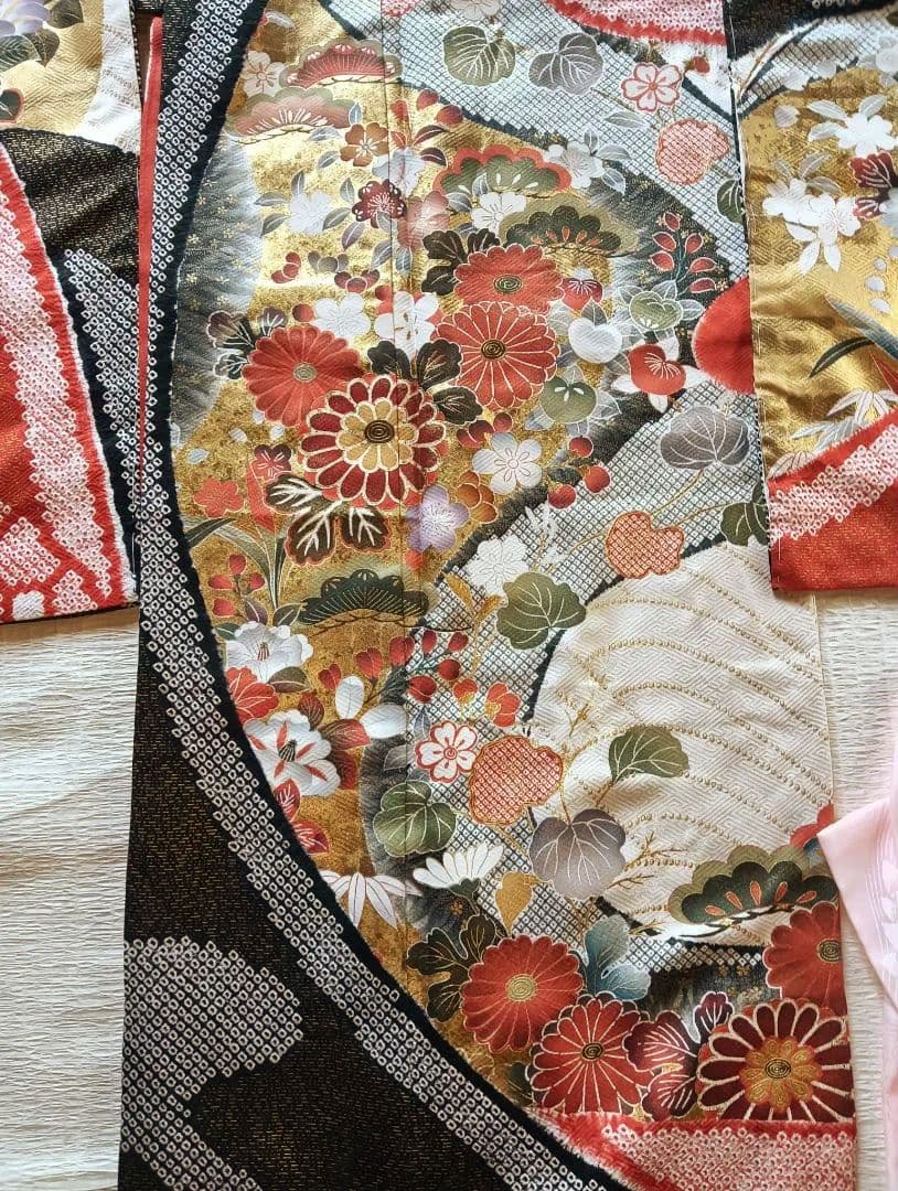 豪華総柄　本絞り金彩手描き友禅　振袖フルセット未着用しつけ付　丈163 裄66