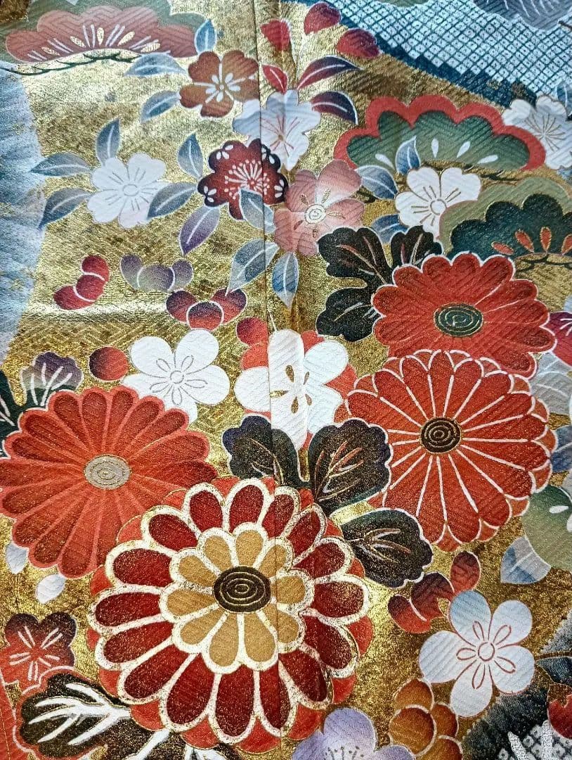 豪華総柄　本絞り金彩手描き友禅　振袖フルセット未着用しつけ付　丈163 裄66