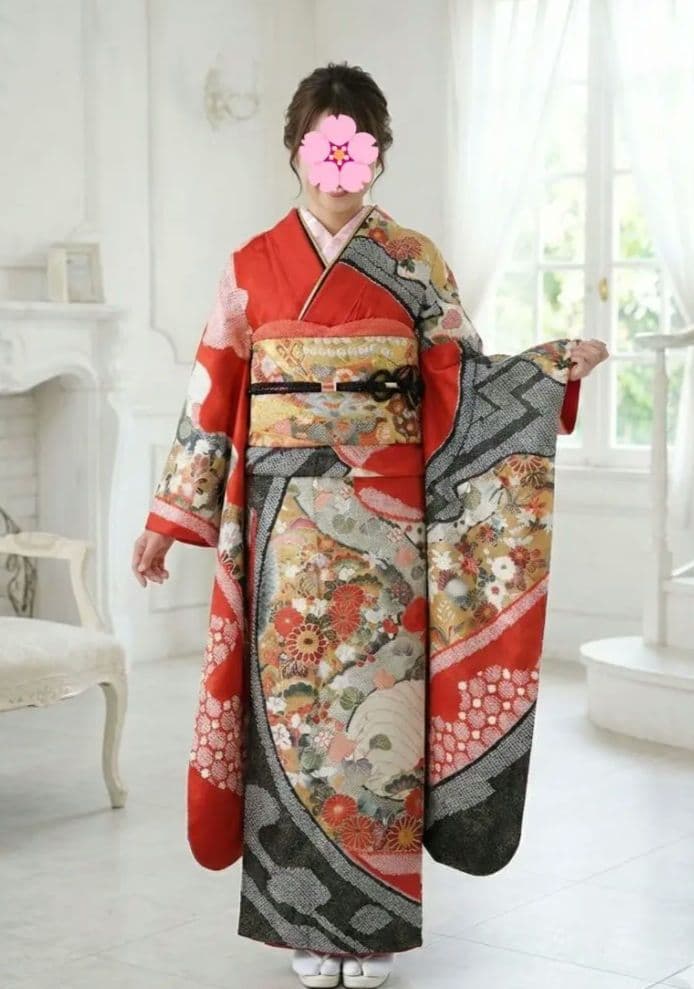 豪華総柄　本絞り金彩手描き友禅　振袖フルセット未着用しつけ付　丈163 裄66