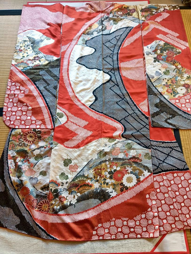 豪華総柄　本絞り金彩手描き友禅　振袖フルセット未着用しつけ付　丈163 裄66