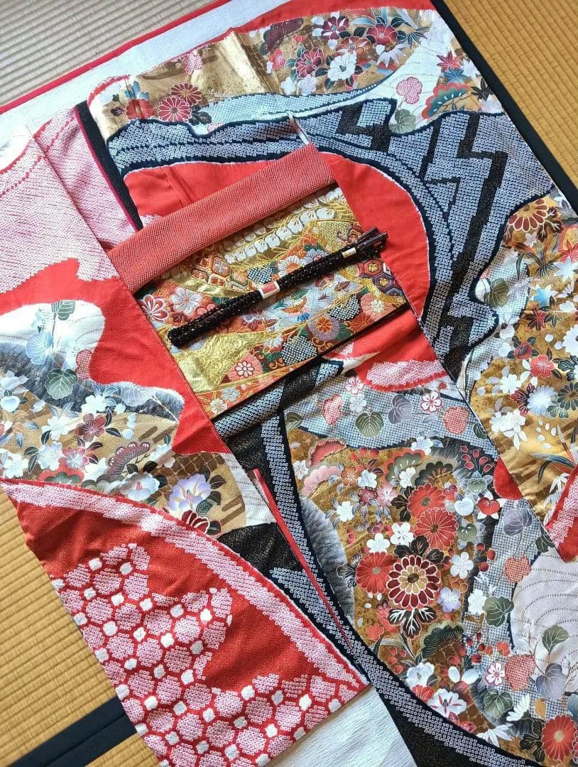 豪華総柄　本絞り金彩手描き友禅　振袖フルセット未着用しつけ付　丈163 裄66