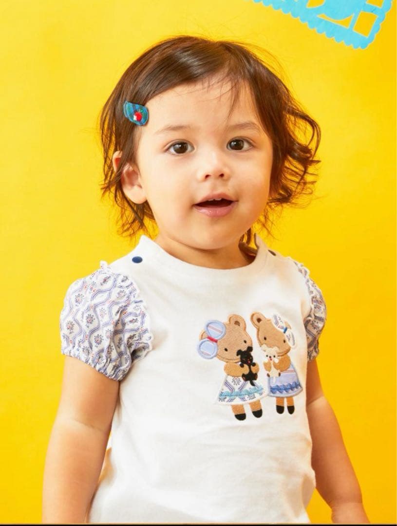 ファミリア 即完売　美品　ブルーリバティ　クマ　　テリア　Tシャツ　パフスリーブ