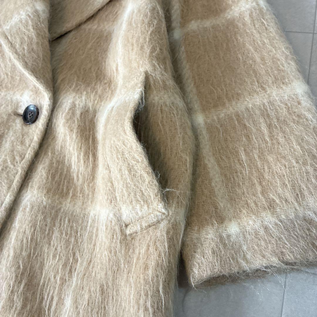 極美品 23区 マンテコ♡アルパカ ウール シャギー チェスターコート チェック