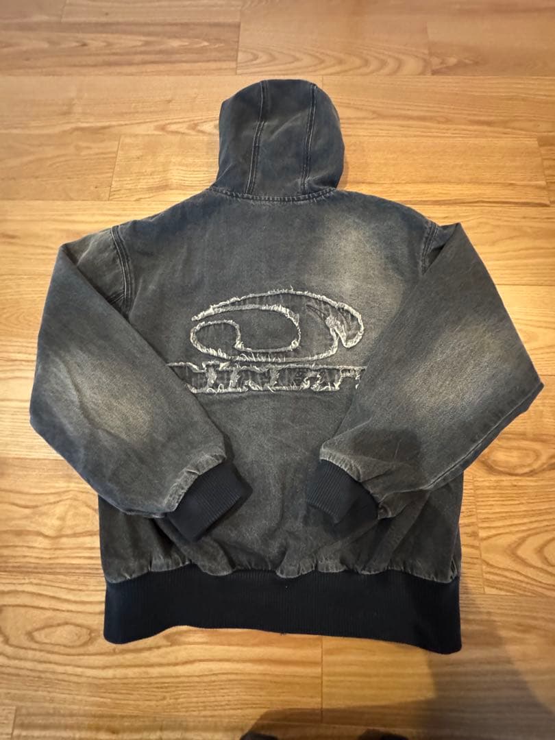 9090 フード付きジップアップパーカー グレー