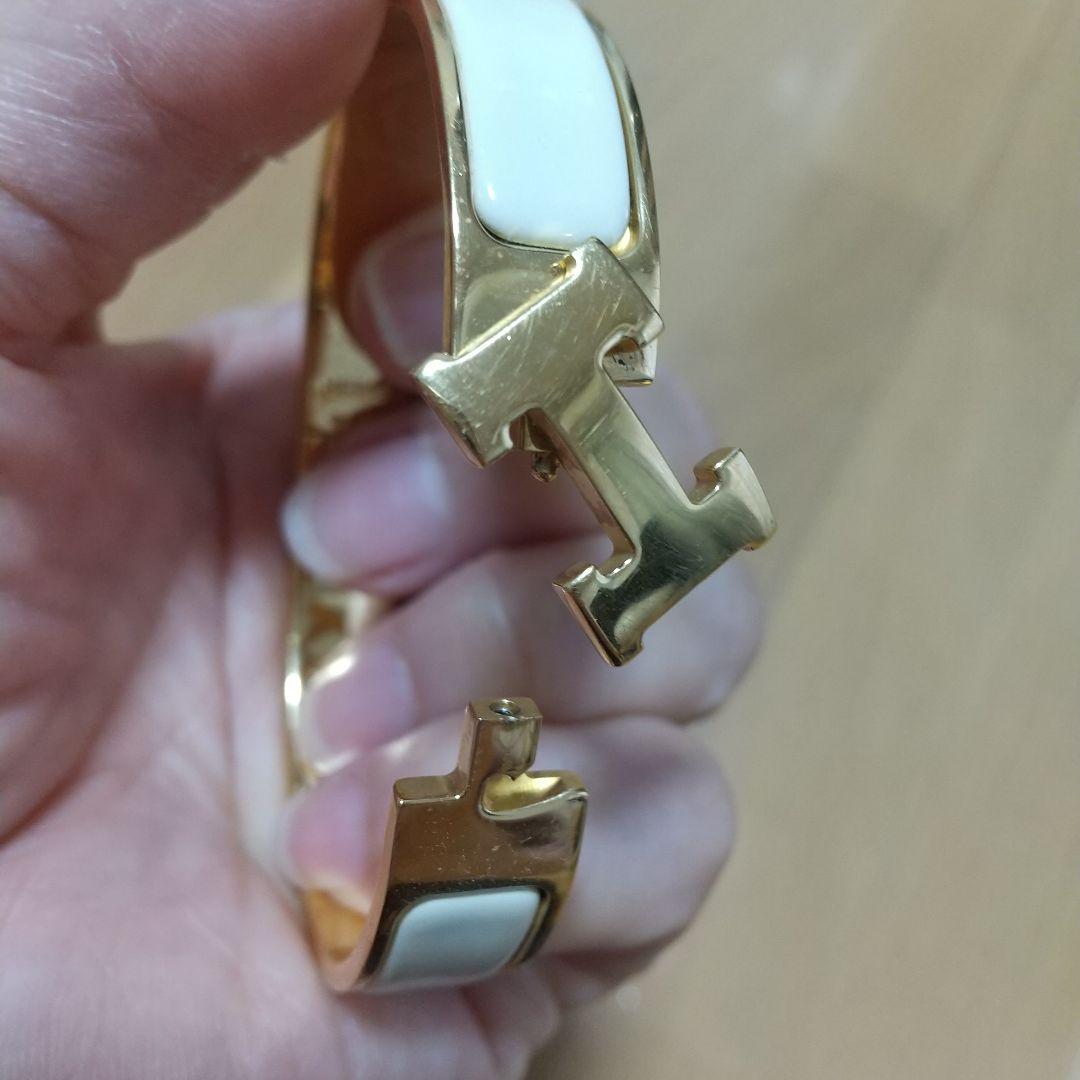 HERMES ゴールド ホワイト バングル