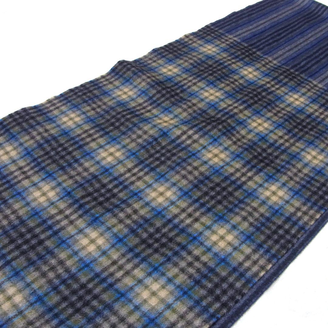 COLOMBO コロンボ カシミヤ 100% ストライプ × チェック マフラー