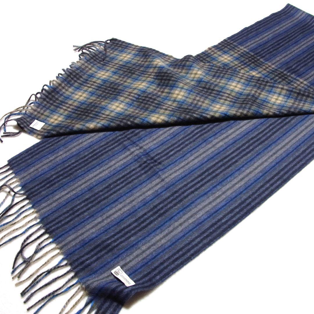 COLOMBO コロンボ カシミヤ 100% ストライプ × チェック マフラー