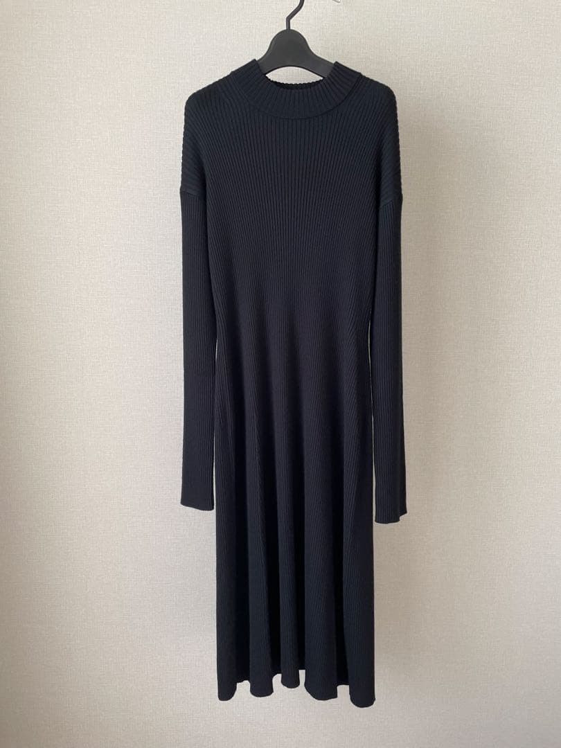 BLAMINK ブラミンク ウールシルクカシミヤ リブ ワンピース 36 黒