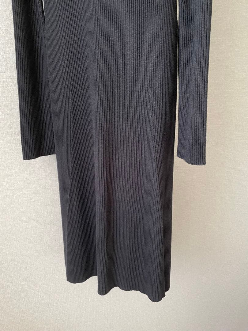 BLAMINK ブラミンク ウールシルクカシミヤ リブ ワンピース 36 黒