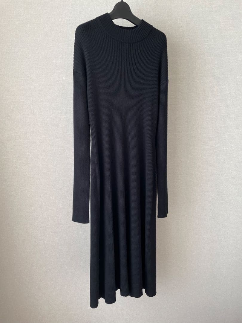 BLAMINK ブラミンク ウールシルクカシミヤ リブ ワンピース 36 黒