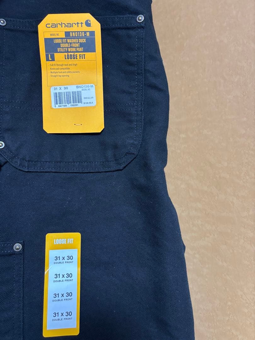 USA製 カーハート ブラック B136 W31L30 ダブルニー