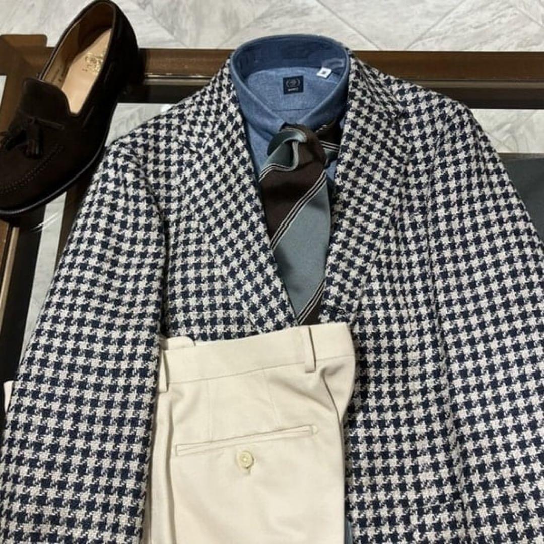 FERLA ミックスファブリック ハウンドトゥース ジャケット　42