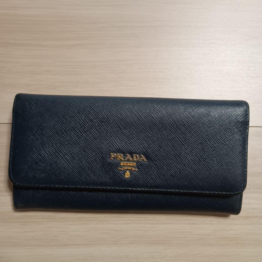 PRADA 長財布サフィーノメタル ネイビー レザー