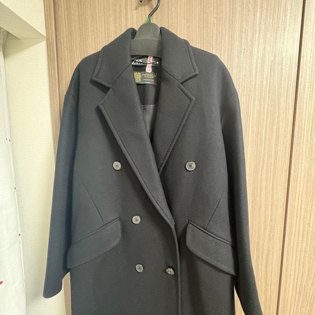 ZARA MANTECOオーバーサイズ ウールブレンドコート xsブラック