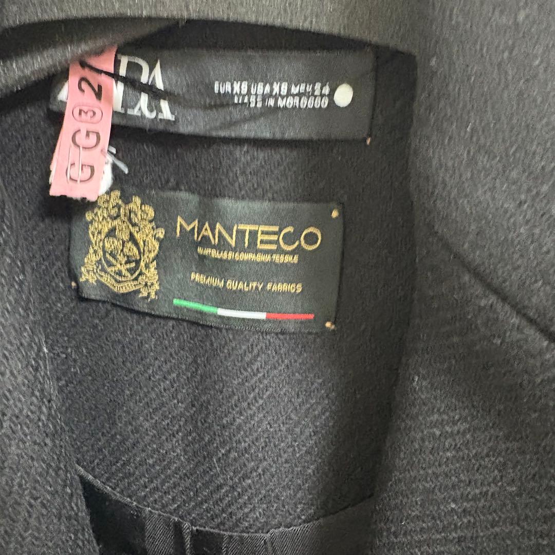 ZARA MANTECOオーバーサイズ ウールブレンドコート xsブラック