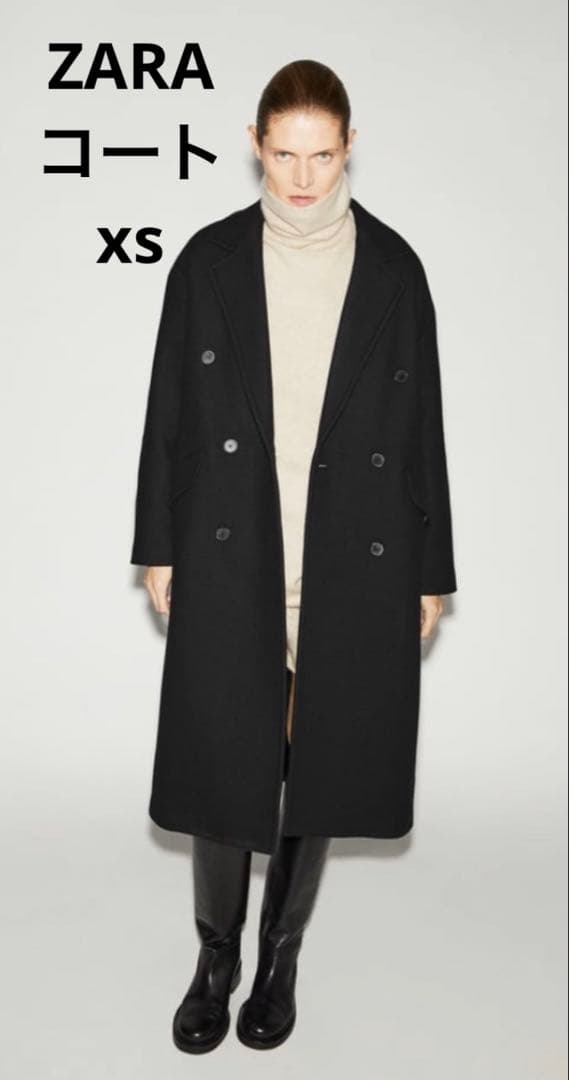 ZARA MANTECOオーバーサイズ ウールブレンドコート xsブラック