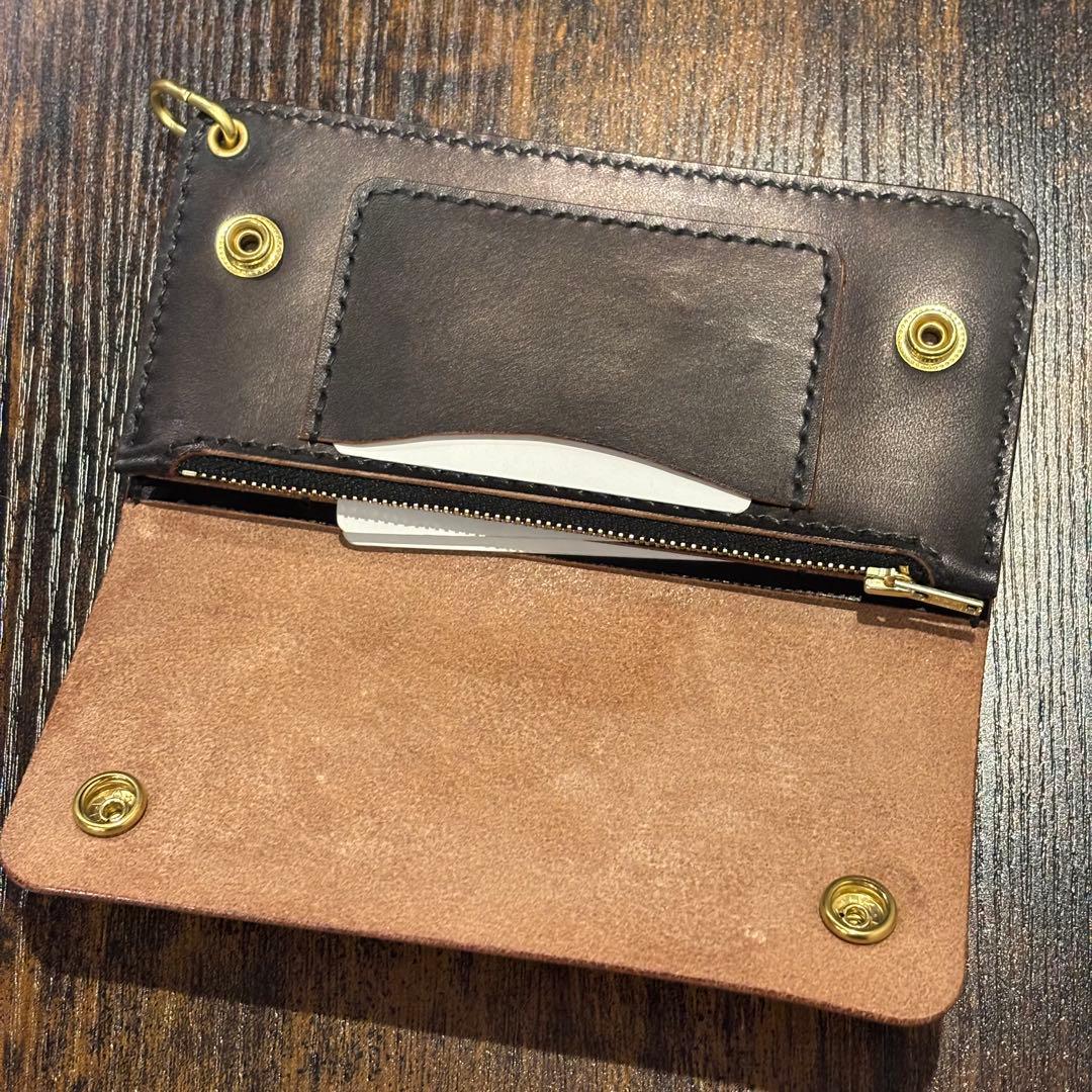 栃木レザー　トラッカーウォレット　茶芯ブラック
