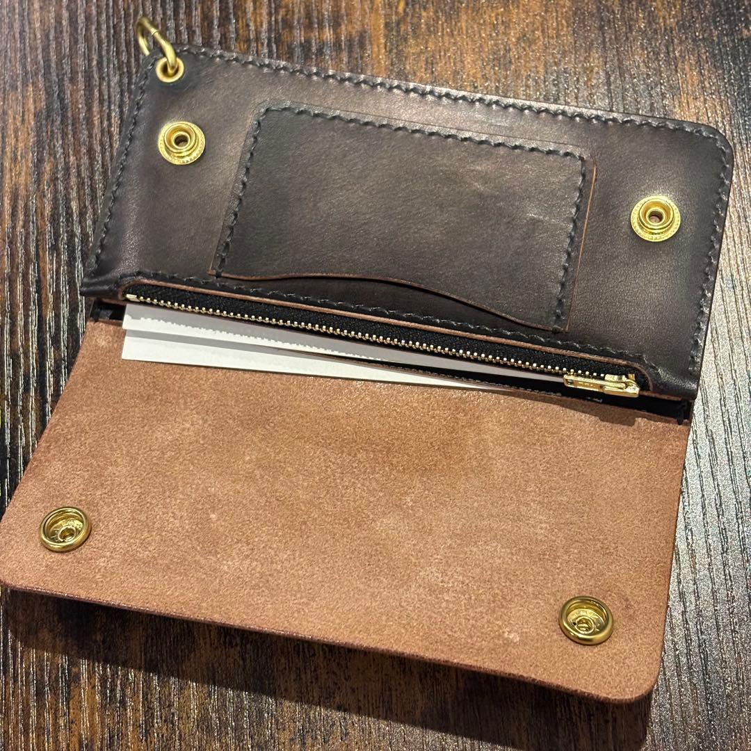 栃木レザー　トラッカーウォレット　茶芯ブラック