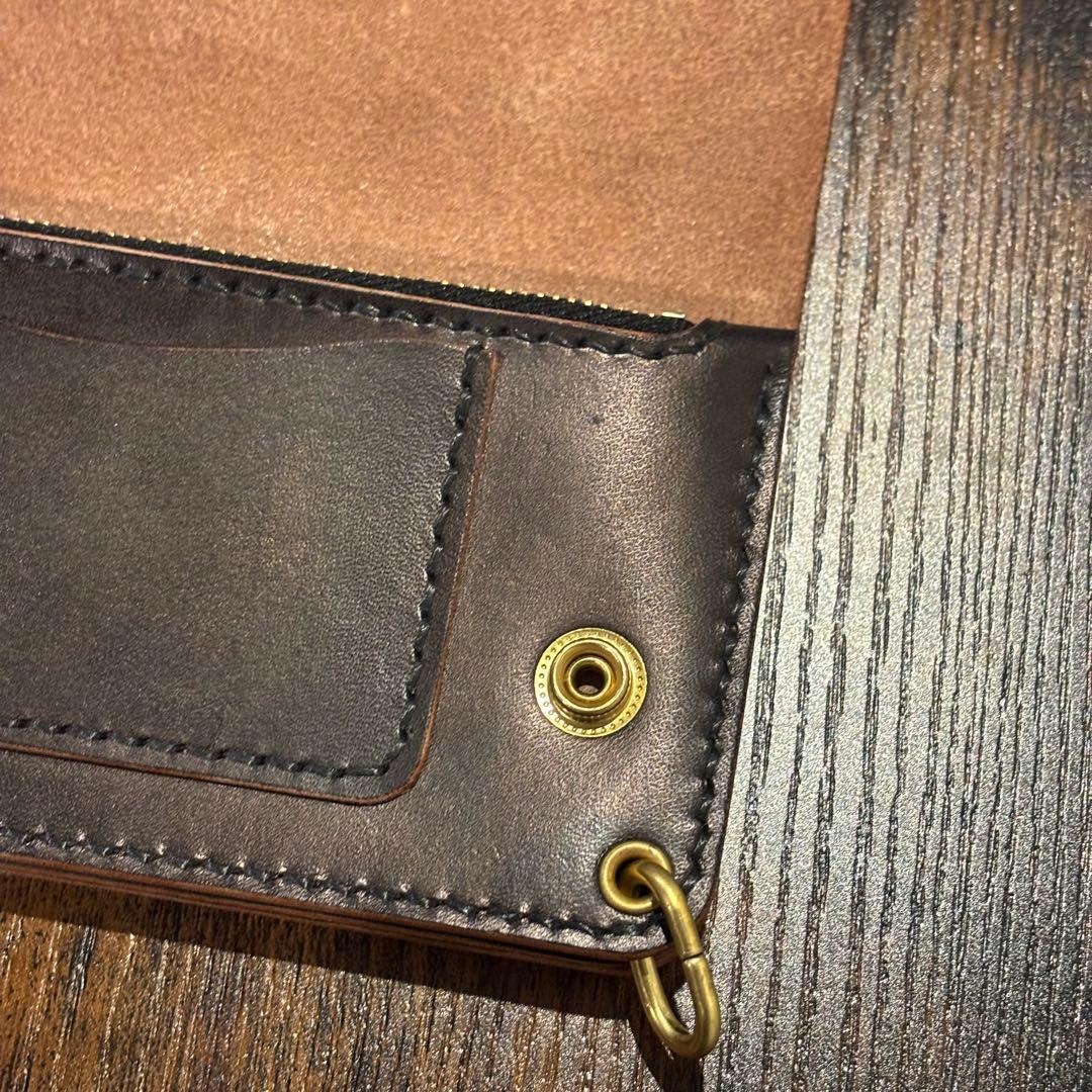 栃木レザー　トラッカーウォレット　茶芯ブラック