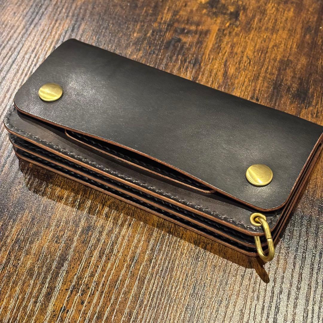 栃木レザー　トラッカーウォレット　茶芯ブラック