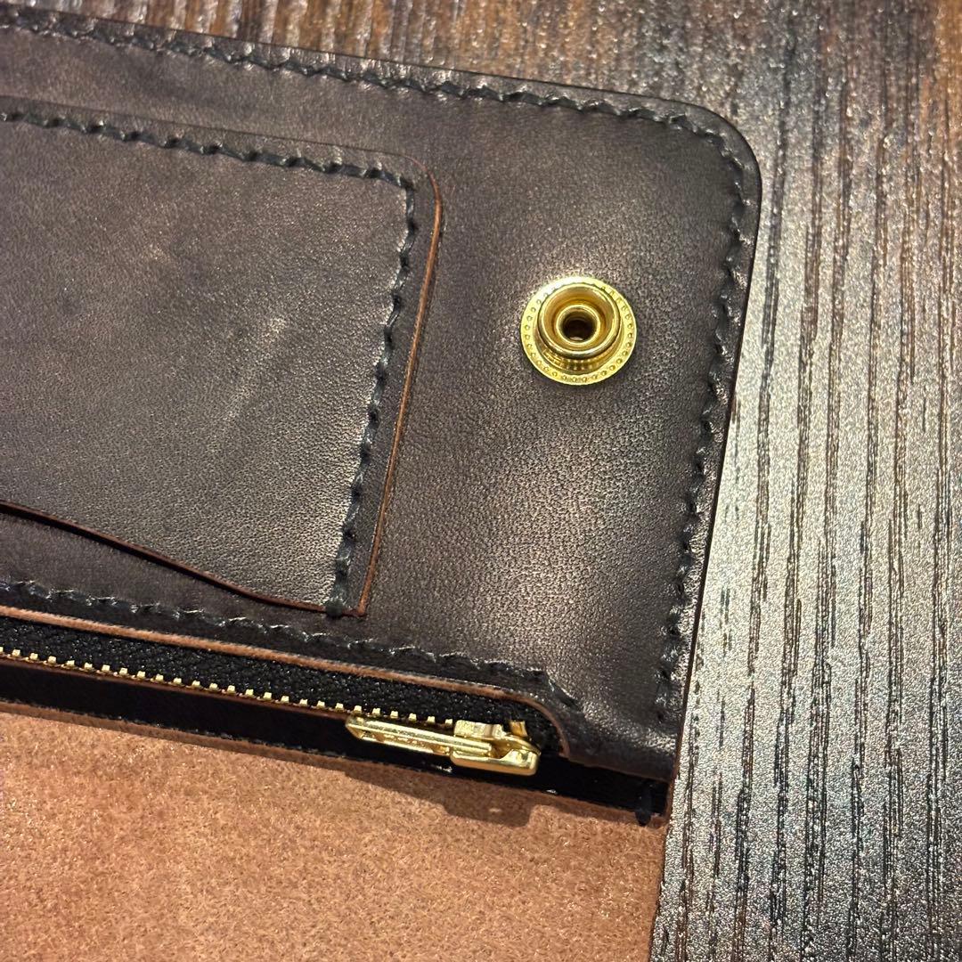 栃木レザー　トラッカーウォレット　茶芯ブラック