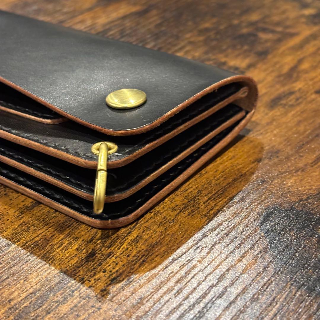 栃木レザー　トラッカーウォレット　茶芯ブラック