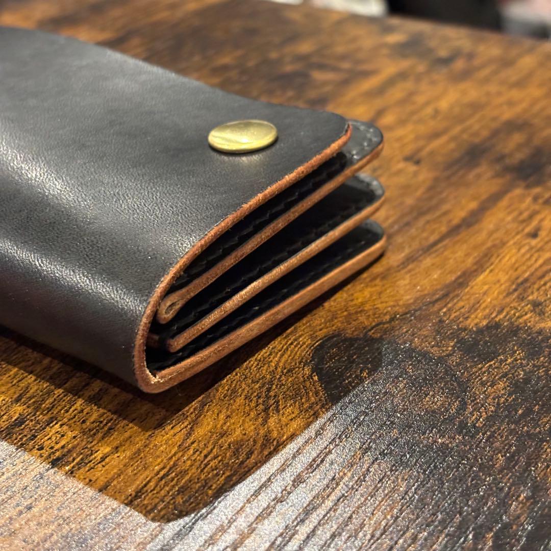 栃木レザー　トラッカーウォレット　茶芯ブラック
