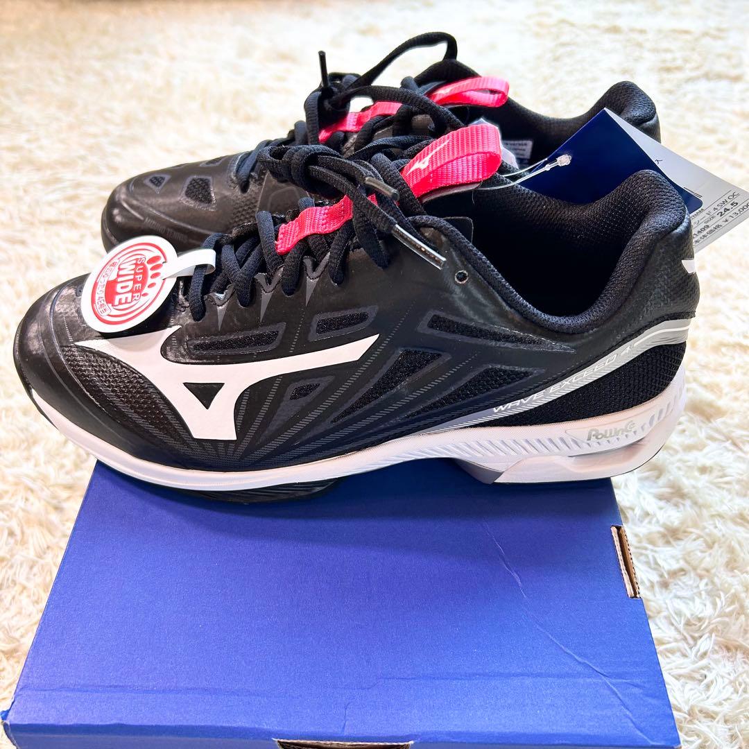 【新品タグ箱袋付き未使用】ウエーブエクシード 4SWOC ミズノテニスシューズ