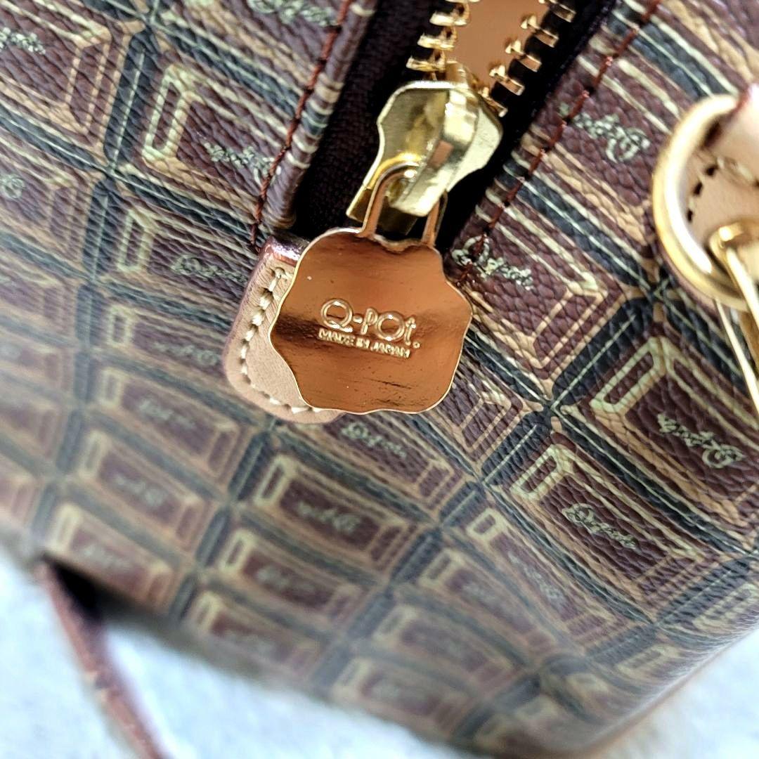 極美品 Q-POT チョコレート 2way ショルダーバッグ ハンドバッグ