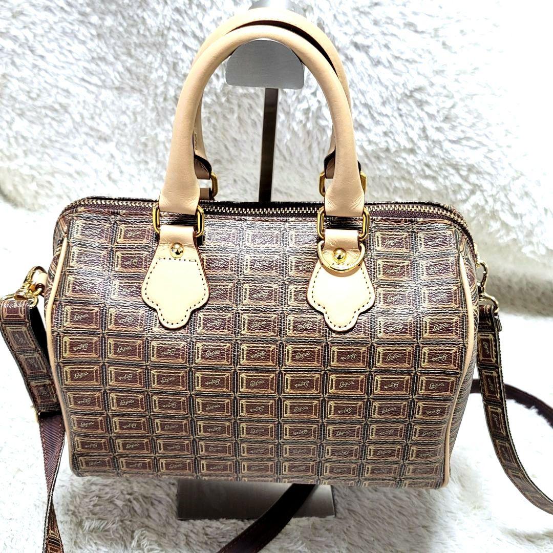極美品 Q-POT チョコレート 2way ショルダーバッグ ハンドバッグ