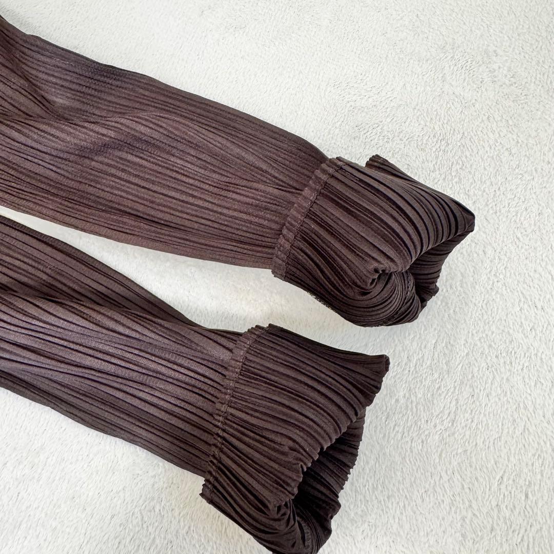 PLEATS PLEASE プリーツ　ブラウン　ハイネック　長袖　チュニック