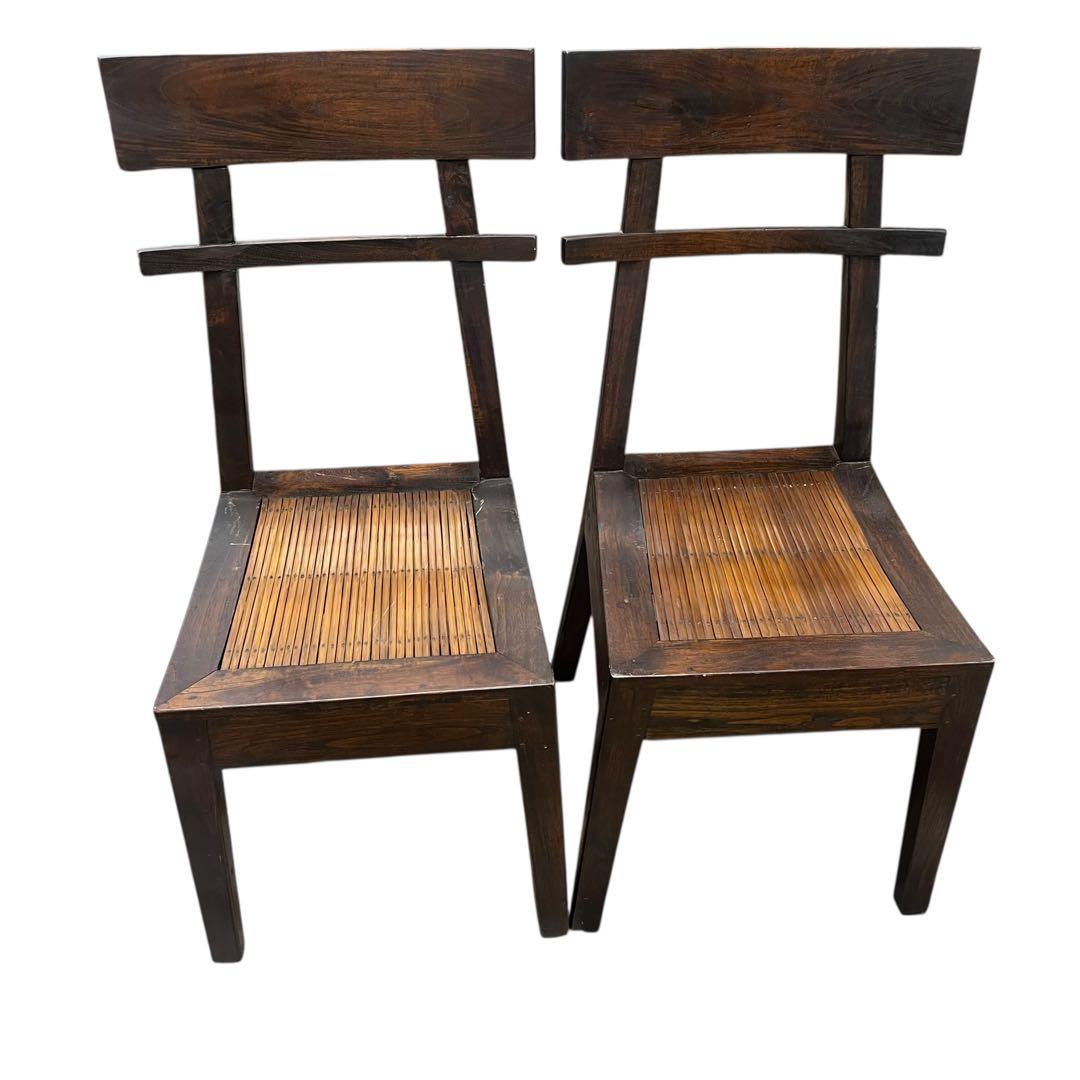 希少　一点物　木製　ダイニングチェア 2脚セット