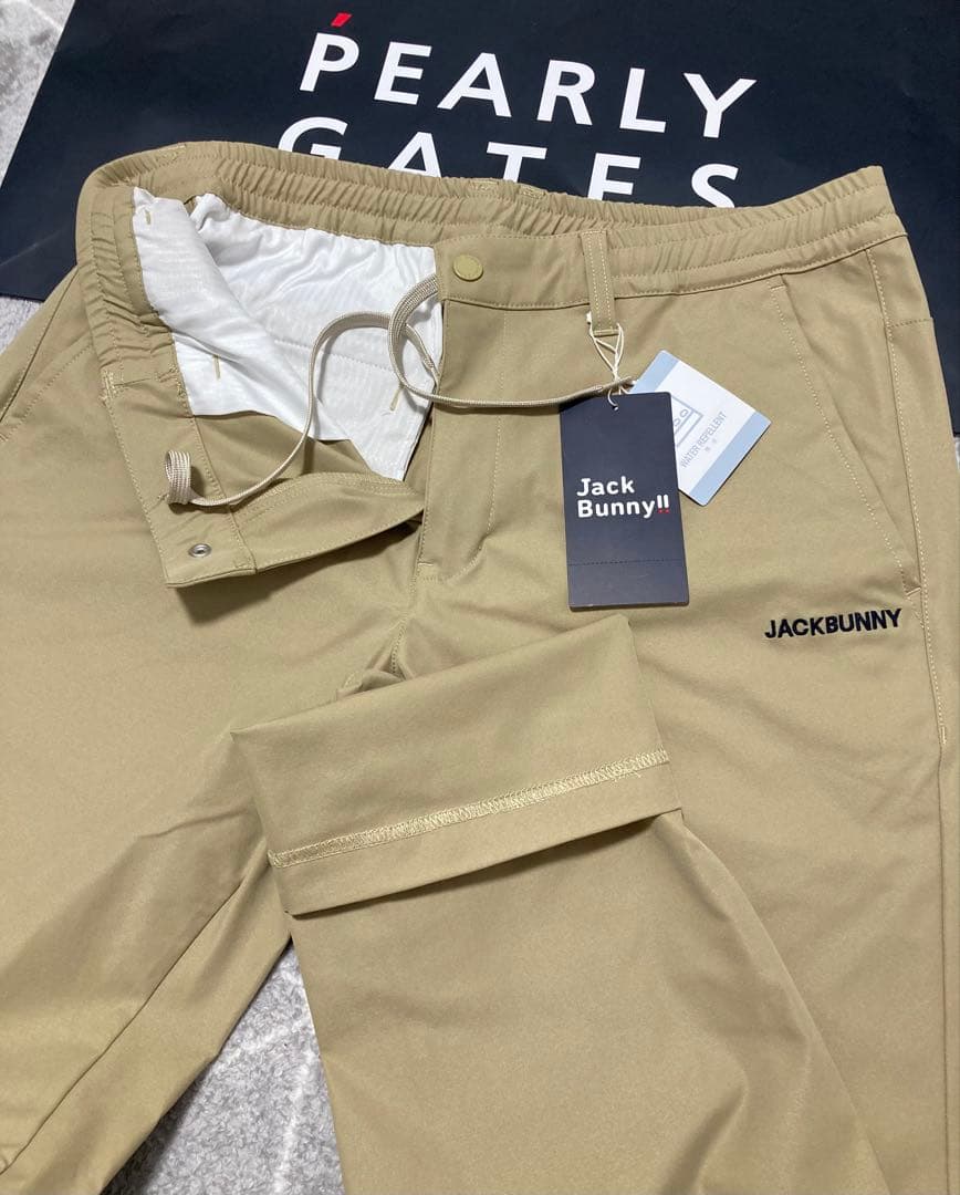 新品 パーリーゲイツ ジャックバニー ポリエステルツイルパンツ(7)3Lベージュ