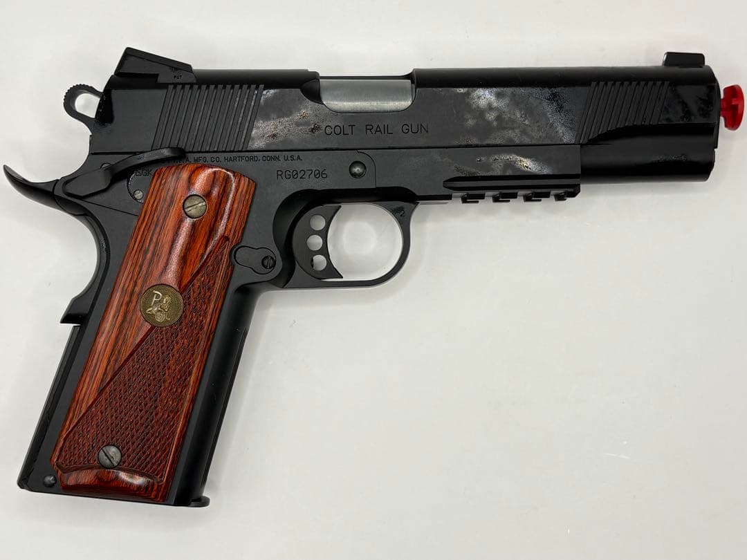 美品　WA コルトレールガン　ブラック　グリップ実銃用バックマイヤーに交換