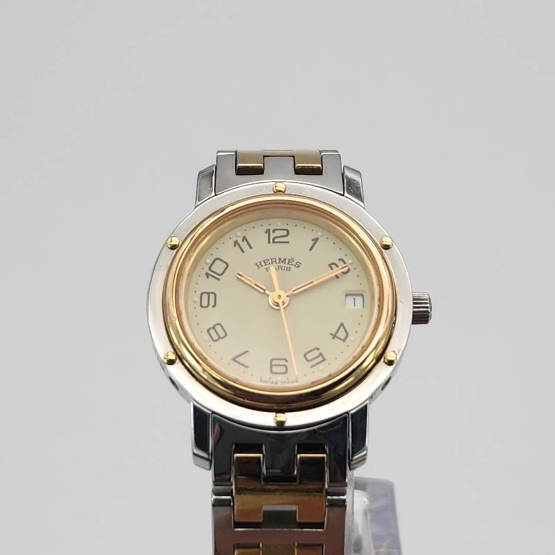 エルメス　クリッパー　コンビ　レディース　デイト　Hベルト　3針　クォーツ