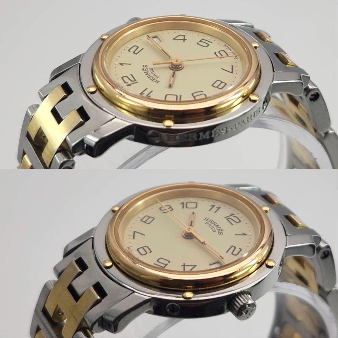 エルメス　クリッパー　コンビ　レディース　デイト　Hベルト　3針　クォーツ