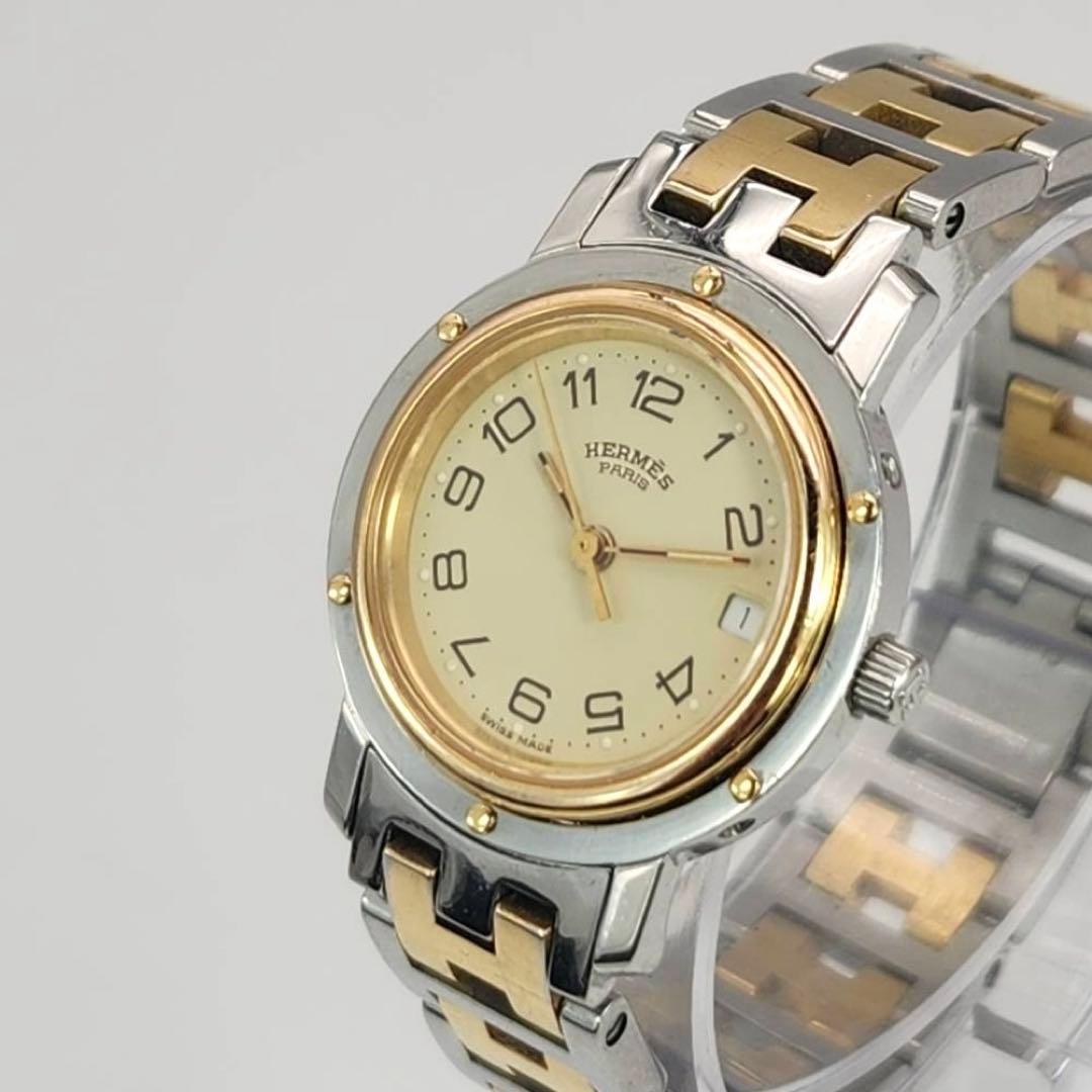 エルメス　クリッパー　コンビ　レディース　デイト　Hベルト　3針　クォーツ