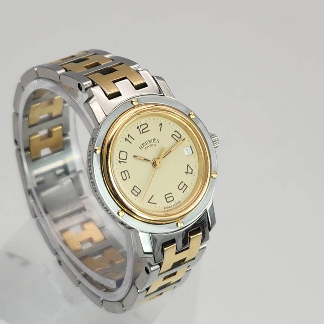 エルメス　クリッパー　コンビ　レディース　デイト　Hベルト　3針　クォーツ