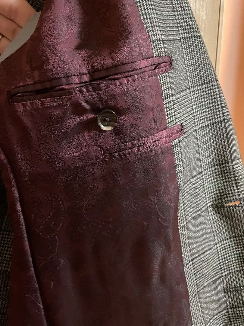 ダンカン　オーダースーツ　グレー　チェック　ペイズリー