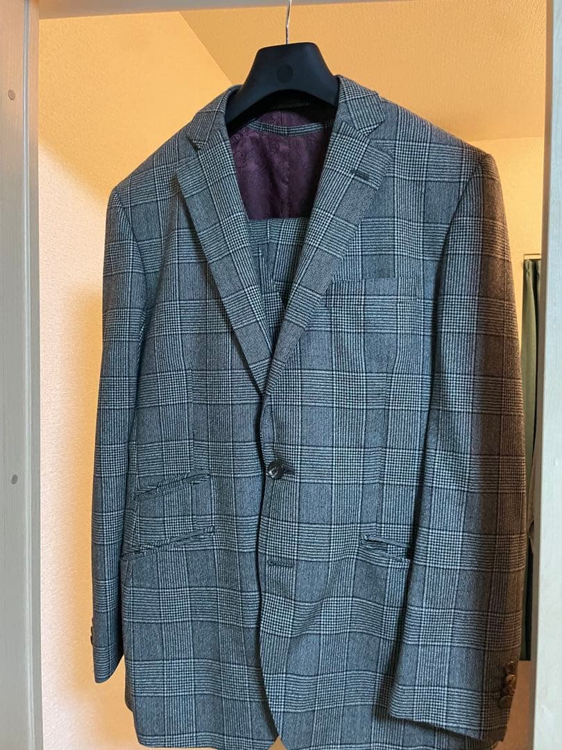 ダンカン　オーダースーツ　グレー　チェック　ペイズリー