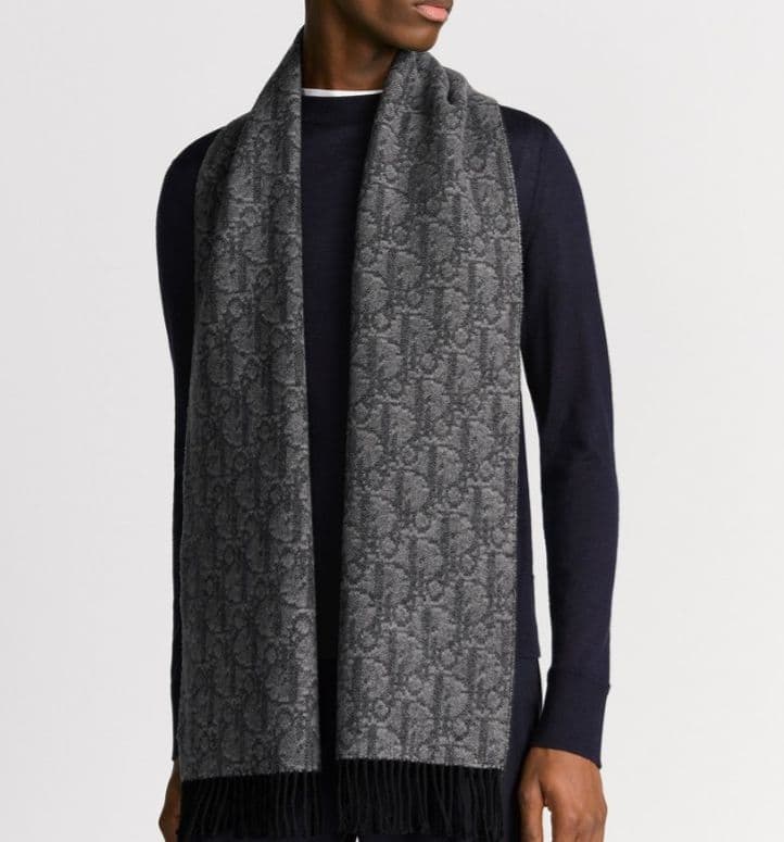 ダブルフェース マフラー ディオール オブリーク カシミヤ & ウール