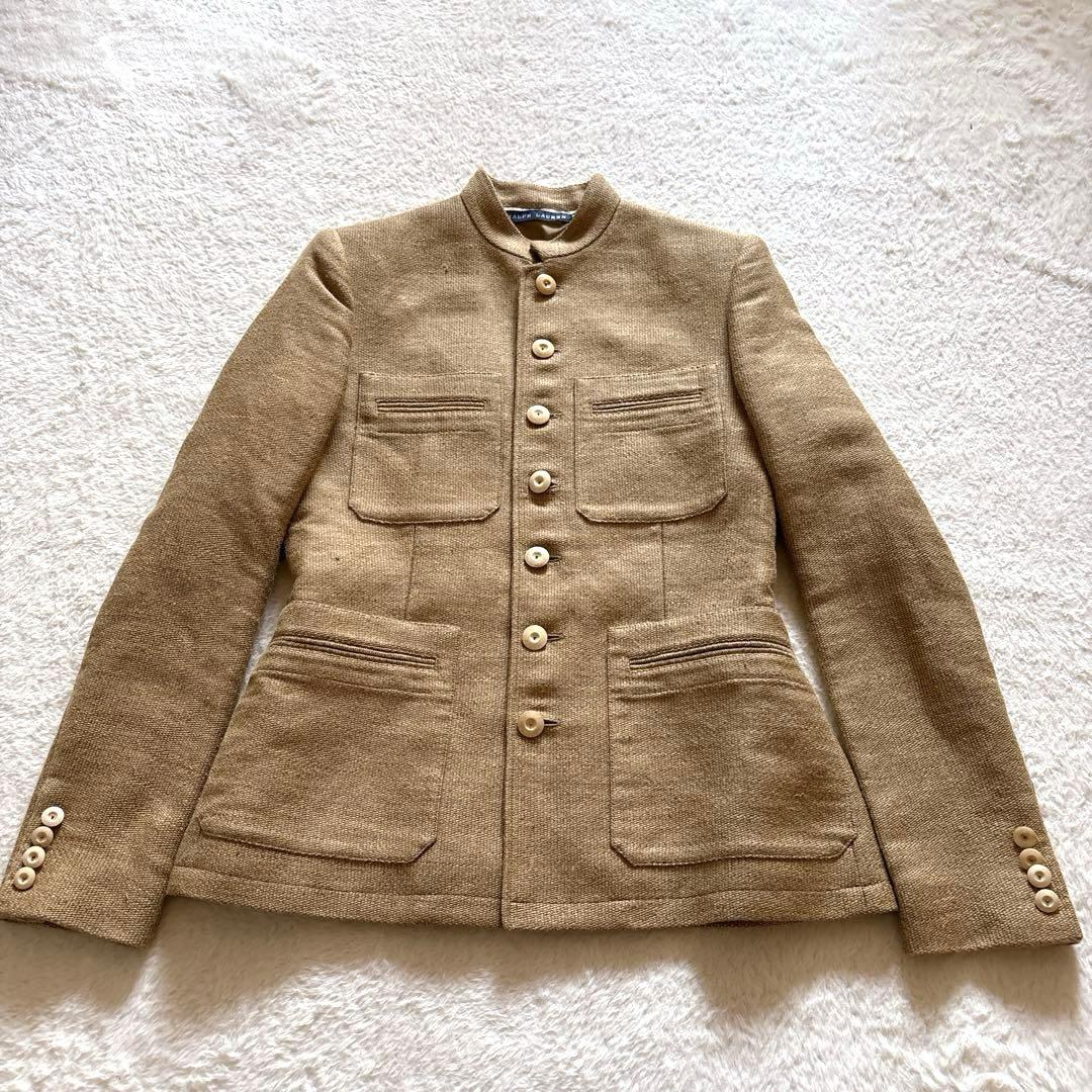 Ralph Lauren 麻綿　詰襟ジャケット　裏地シルク100% 日本製　6