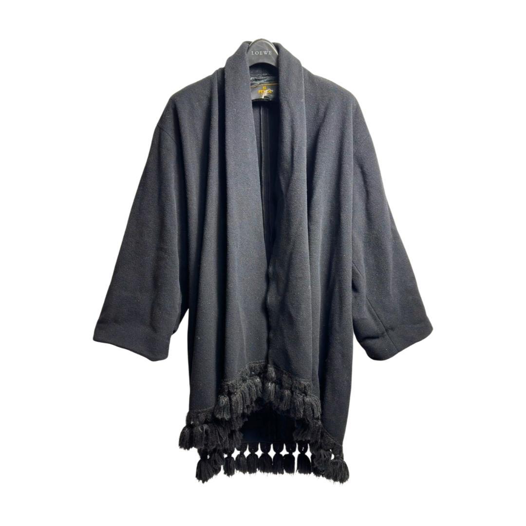 FENDI フェンディ カシミヤ ウール コート ブラック フリンジ