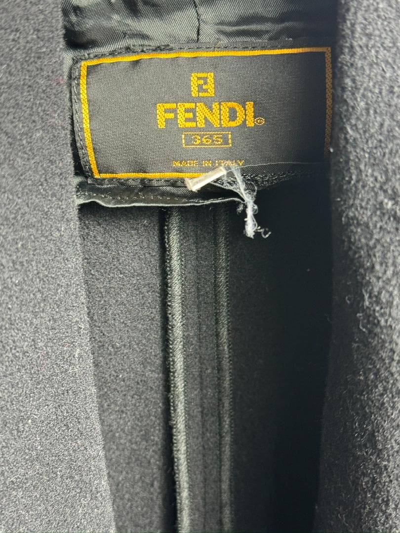 FENDI フェンディ カシミヤ ウール コート ブラック フリンジ