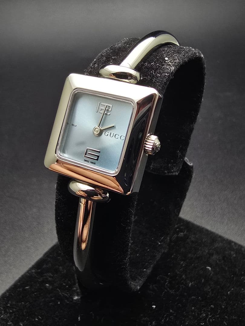 電池交換済 研磨済 グッチ GUCCI 1900L ブルーサンレイ文字盤