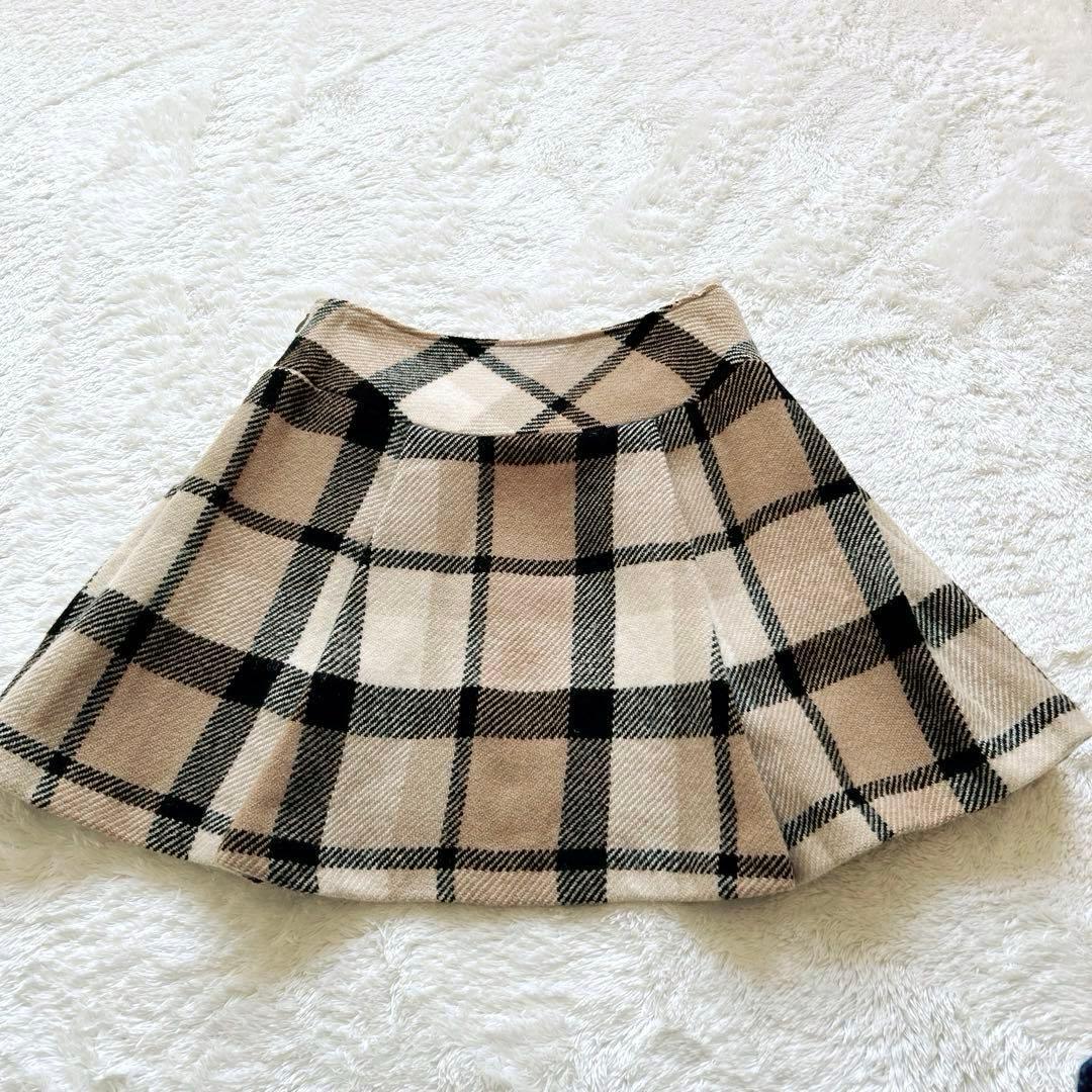BURBERRY BLUE LABELノバチェックウールスカート　ホースロゴ刺繍
