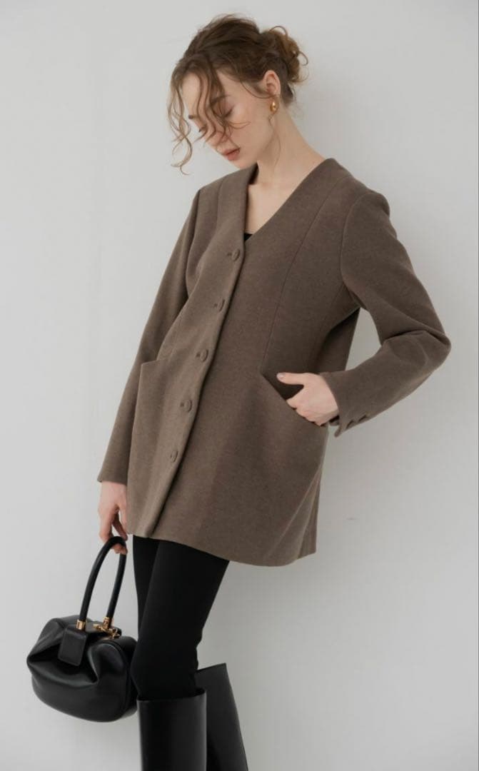 2点セット★メゾンドドルチェnoble jacket/brown &ファーコート