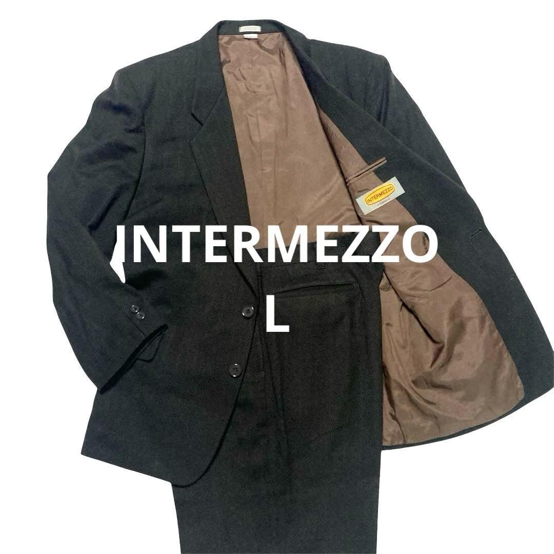 INTERMEZZO ツイードセットアップダークブラウン　ダーバン　ヘリンボーン