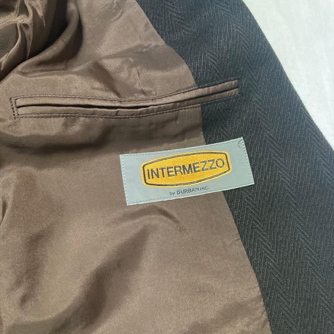 INTERMEZZO ツイードセットアップダークブラウン　ダーバン　ヘリンボーン