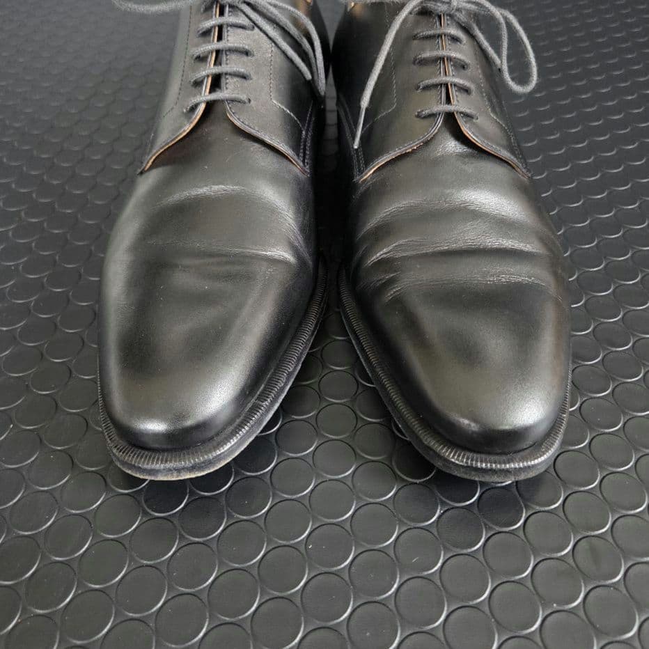 HERMES　ブラックレザー ドレスシューズ　プレーンツゥ 27㎝　箱